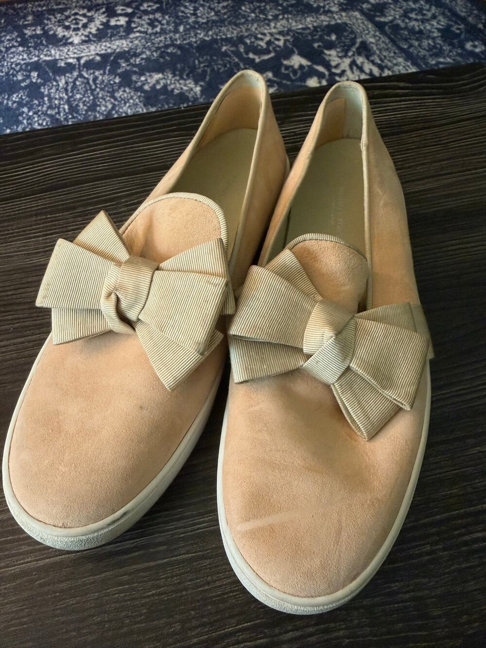 Michael Kors Collection Val Slip-On Suede Sneakers with a Grosgrain Bow Sz. 37.5